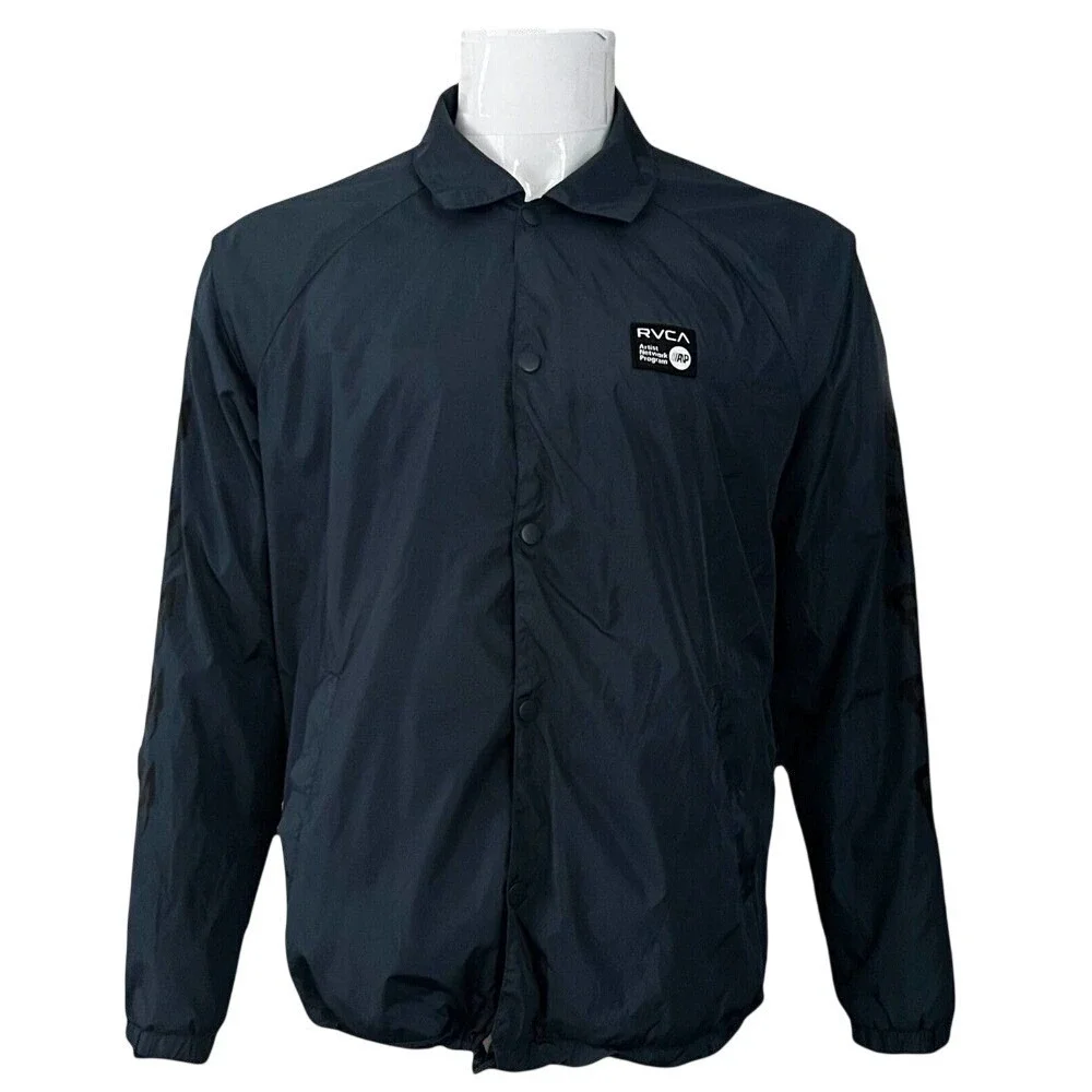 RVCA ANP Mens Small Navy‎ Blue Skull Graphic Coaches Jacket Windbreaker Small